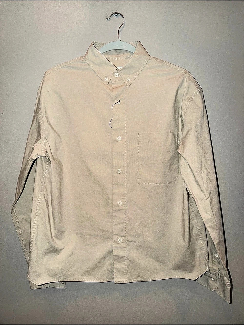 Zara Cotton Button Down Shirt in Beige Small NWT